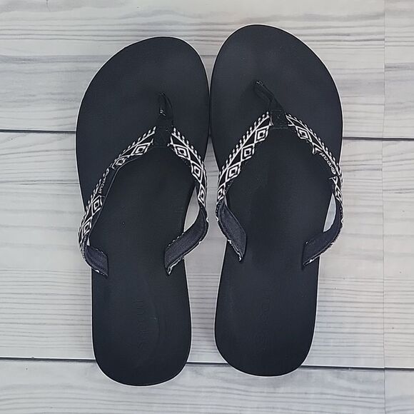 Rip Curl Freedom flip flops black and white Women's Size 8 - Picture 5 of 8